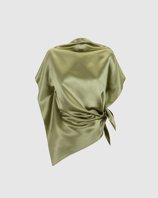 TOP 'PAÑOLETA' DE SEDA VERDE TENDRIL