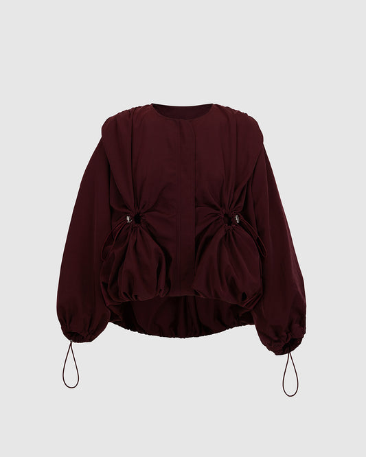 BURGUNDY WATER-REPELLENT BOMBER JACKET