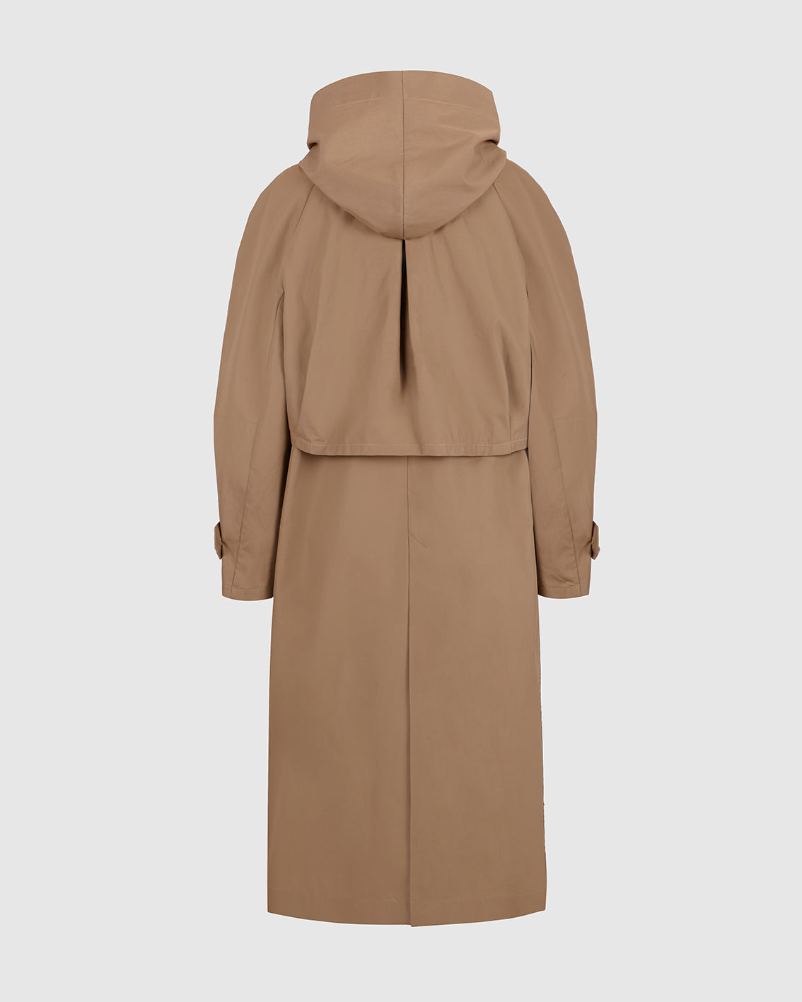 BEIGE AND GREEN HOODED TRENCH COAT