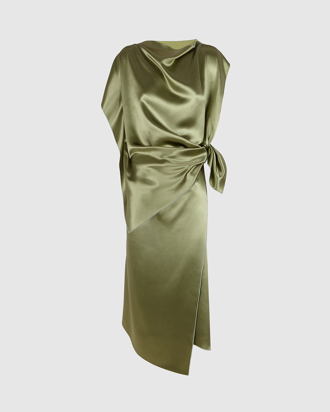 TENDRIL GREEN SILK ‘PAÑOLETA’ DRESS