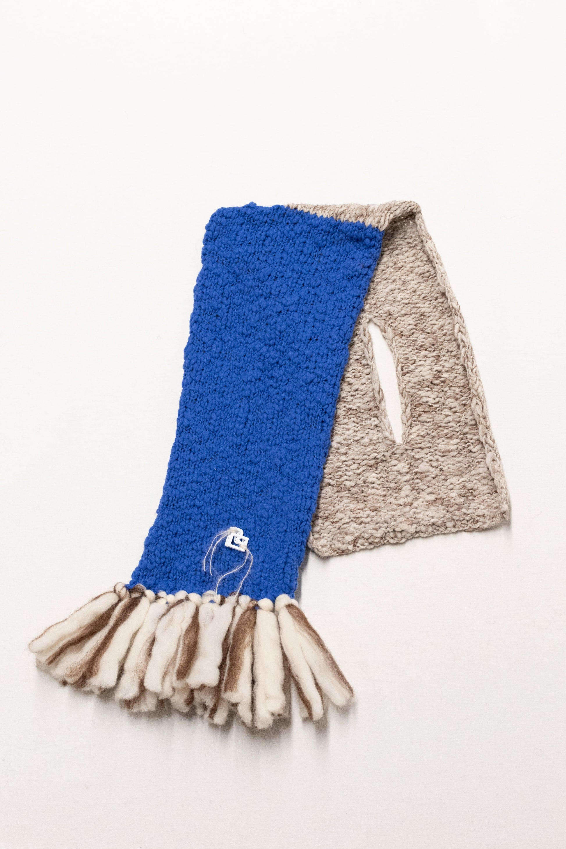 LE BLOCK SCARF CREAM CHOCOLATE ELECTRIC BLUE - BIAAF LAB