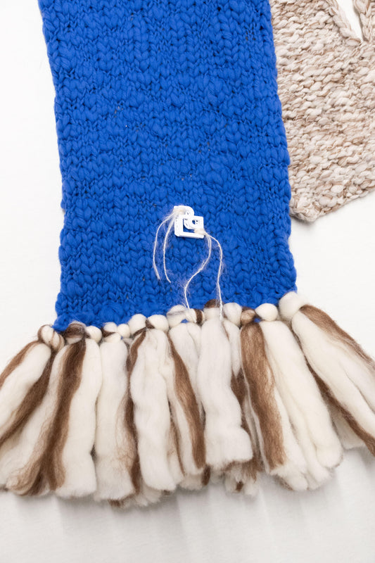 LE BLOCK SCARF CREAM CHOCOLATE ELECTRIC BLUE - BIAAF LAB