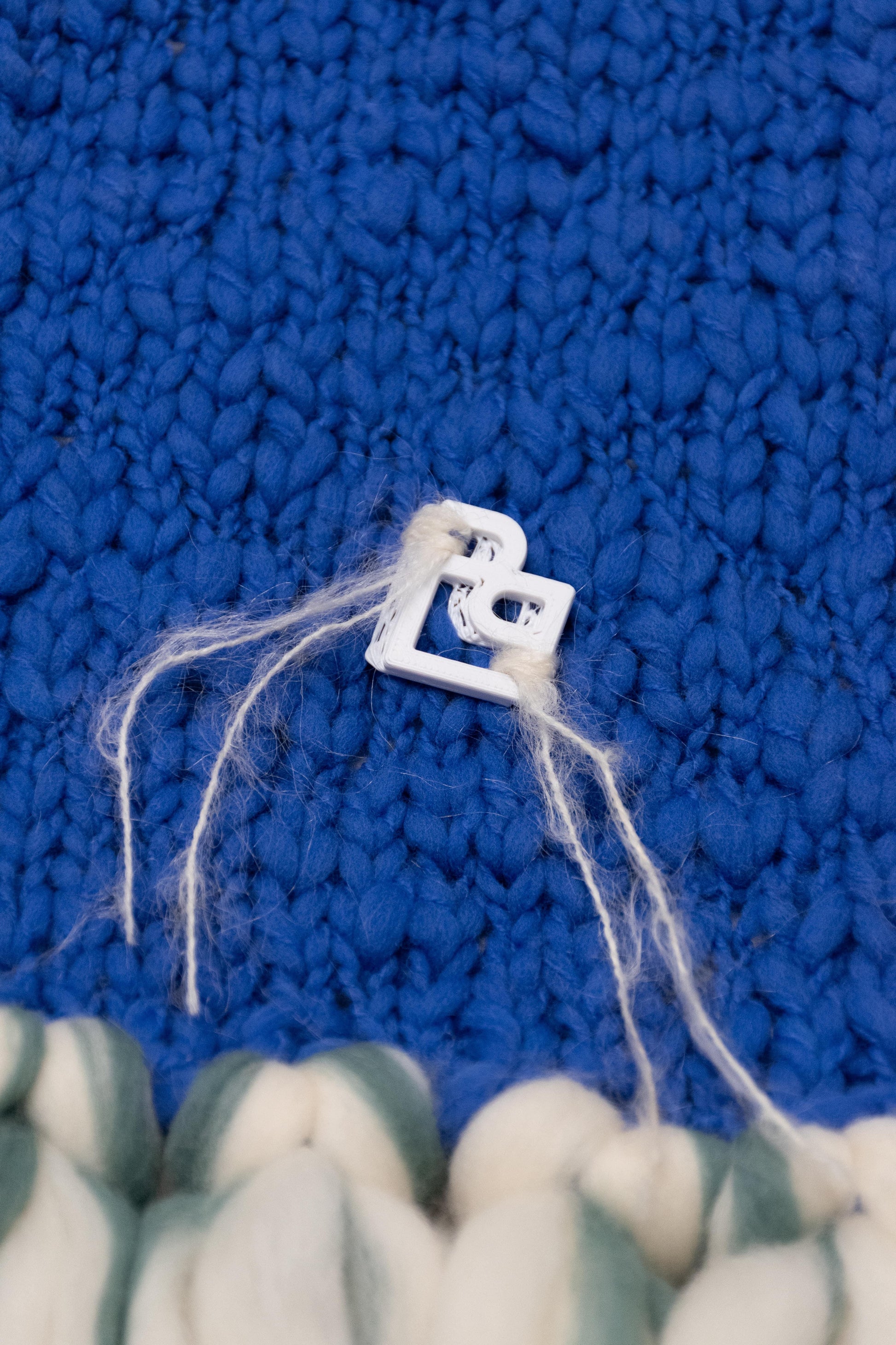 LE BLOCK SCARF CREAM GREEN ELECTRIC BLUE - BIAAF LAB