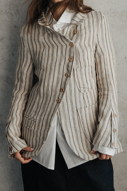 CHAQUETA AITITE RAYAS MARRÓN