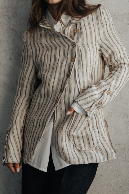 CHAQUETA AITITE RAYAS MARRÓN