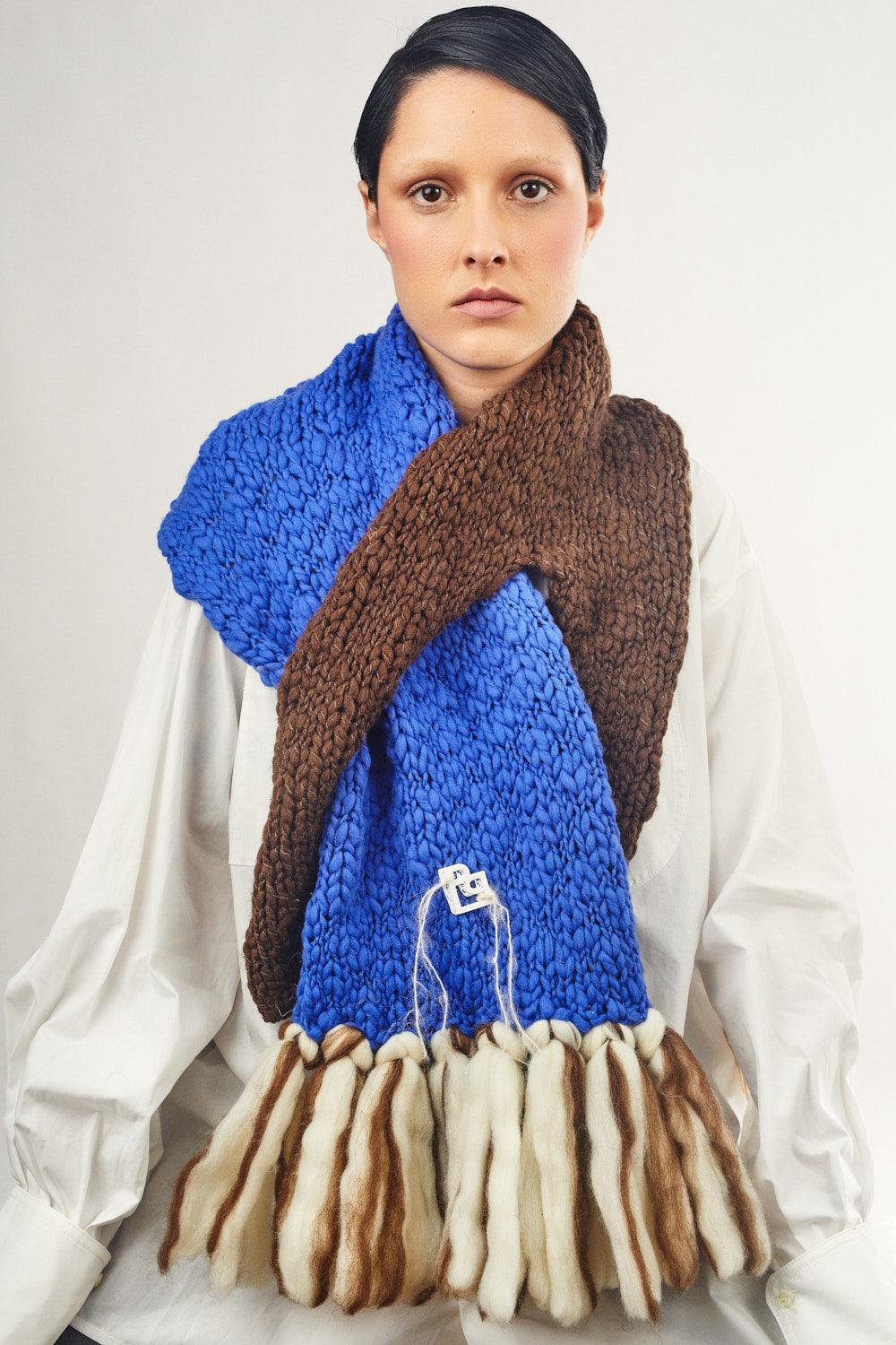 LE BLOCK SCARF CREAM GREEN ELECTRIC BLUE - BIAAF LAB