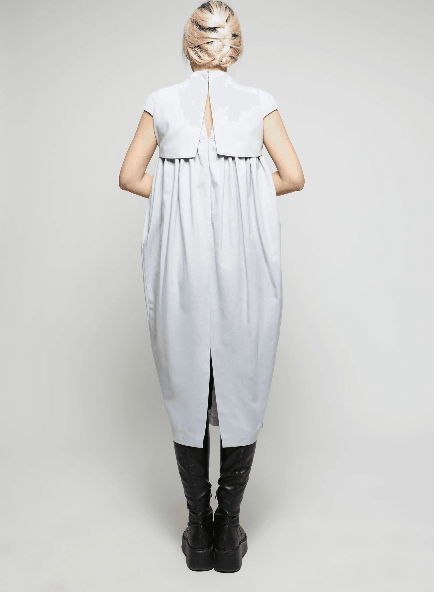 ARTIC BLUE PEPLUM DRESS - BIAAF LAB