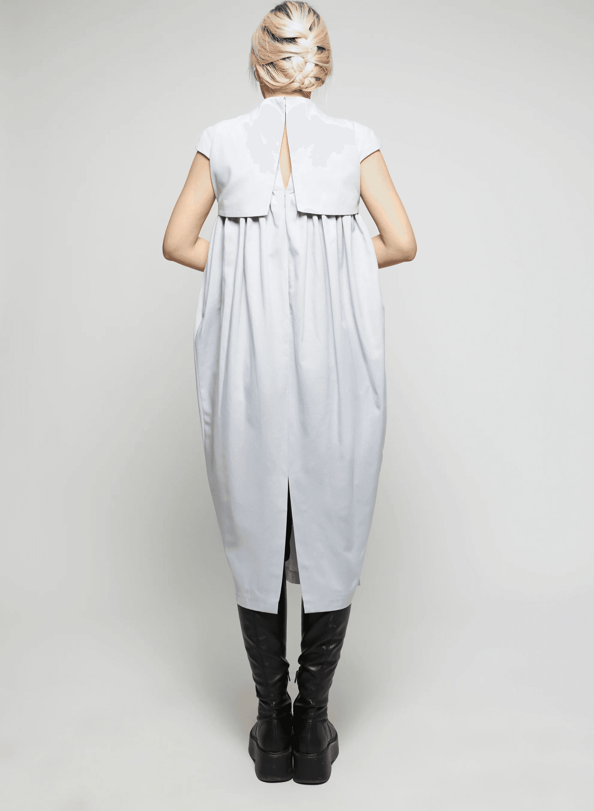 ARTIC BLUE PEPLUM DRESS - BIAAF LAB